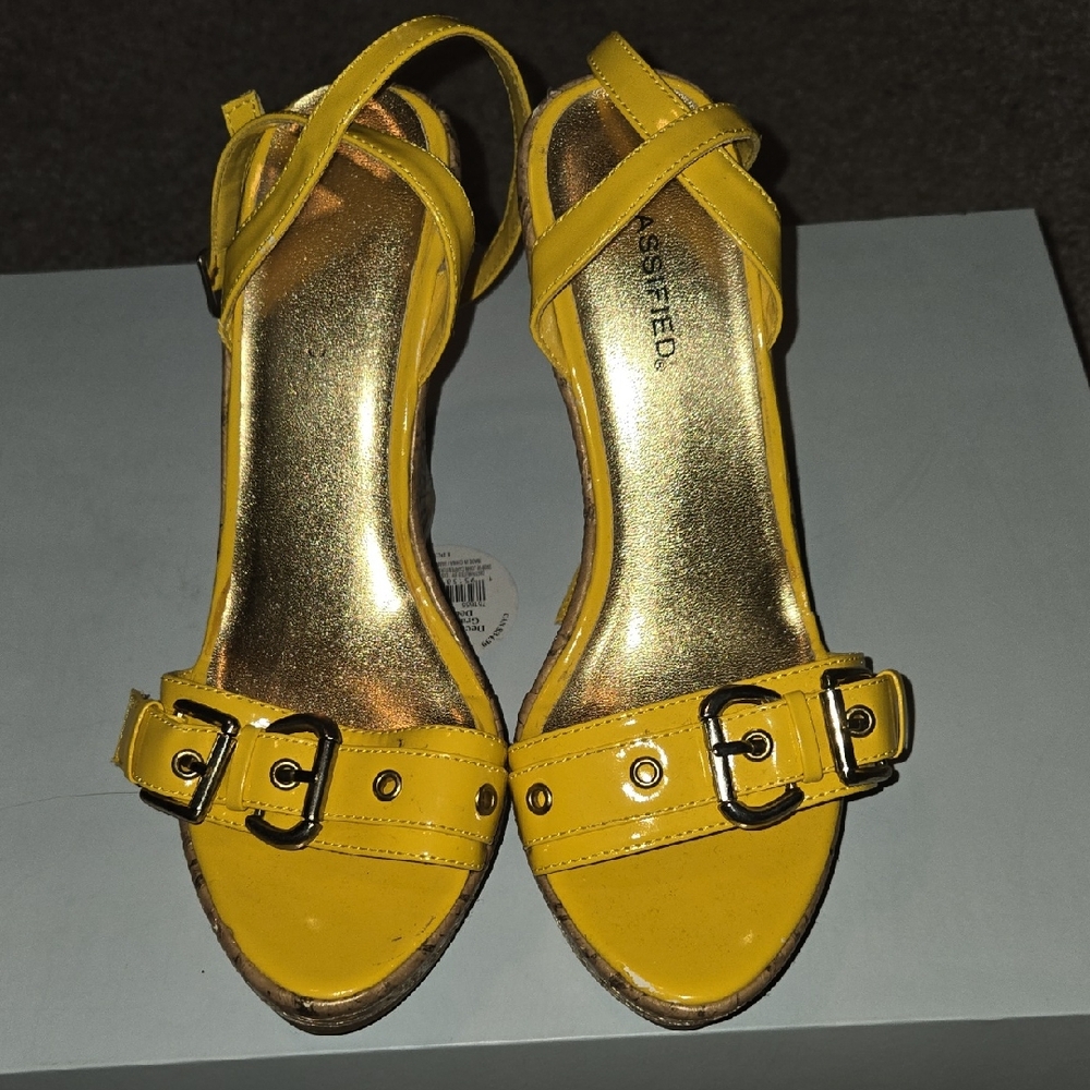 Classified Yellow Suede Heels with Slingback